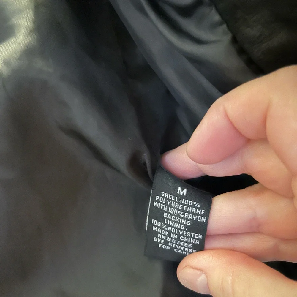 New Look Black Leather Motorcycle Jacket - Picture 6 of 11